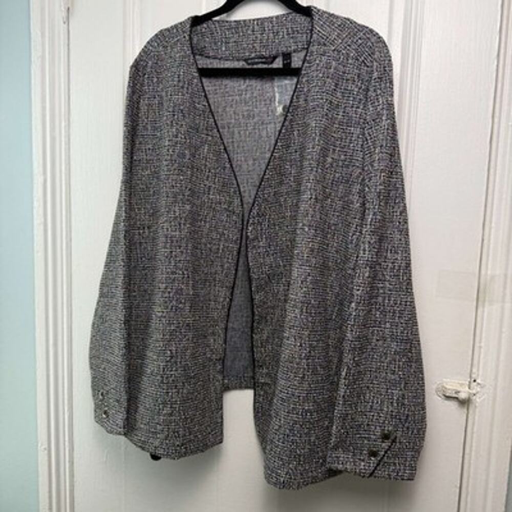 Isaac Mizrahi Live Jacquard Open Front Blazer Jacket Womens 4X Black NWOT